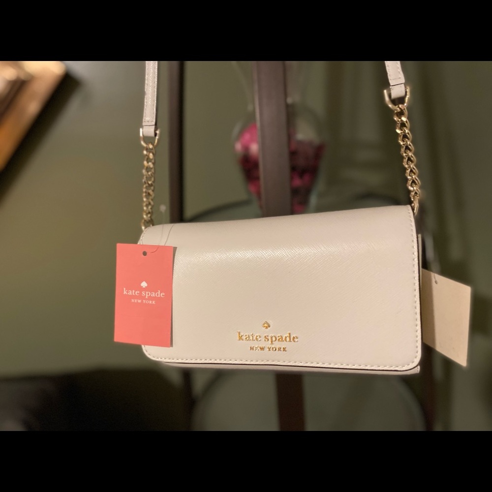 Kate Spade Small Flap Crossbody white dove